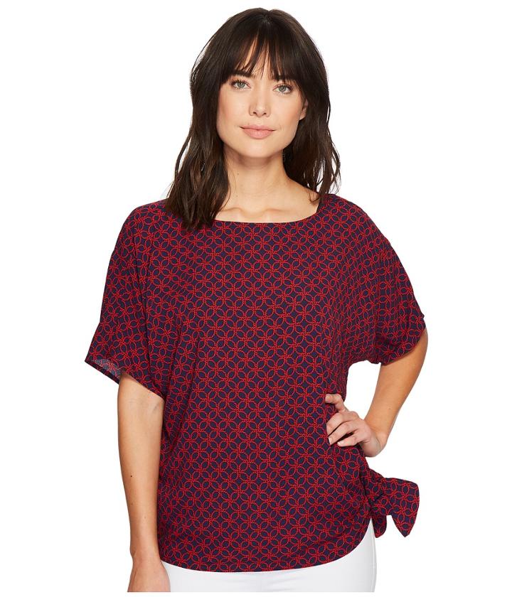 Michael Michael Kors Rope Geo Tie Top (true Navy/true Red) Women's Clothing