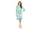 London Times Psych Pucci Shift (aqua) Women's Dress