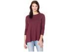Bobeau Long Sleeve Stripe High-low Inverted Pleat (port Royale) Women's Clothing