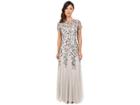 Adrianna Papell Floral Beaded Godet Gown (silver) Women's Dress