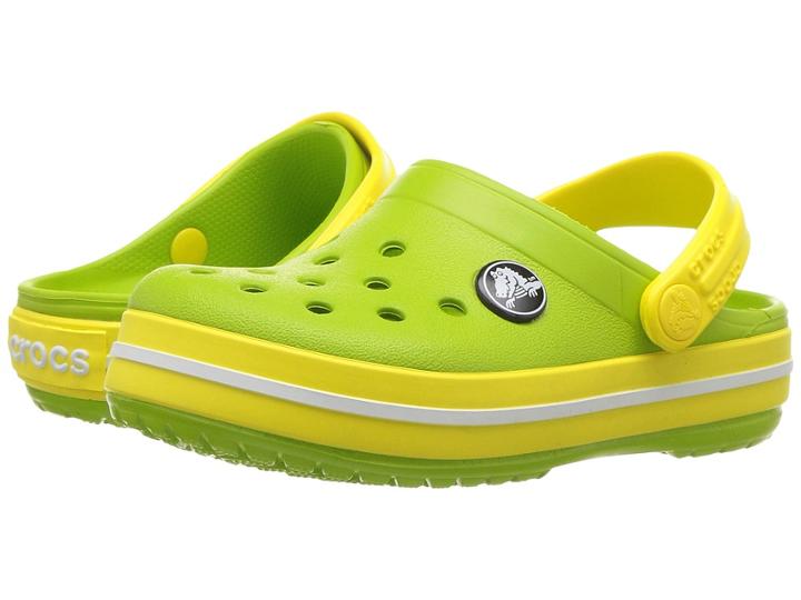 Crocs Kids Crocband Clog (toddler/little Kid) (volt Green/lemon) Kids Shoes