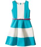 Us Angels Scuba Tank Dress W/ Color Block Full Skirt (big Kids) (turquoise) Girl's Dress