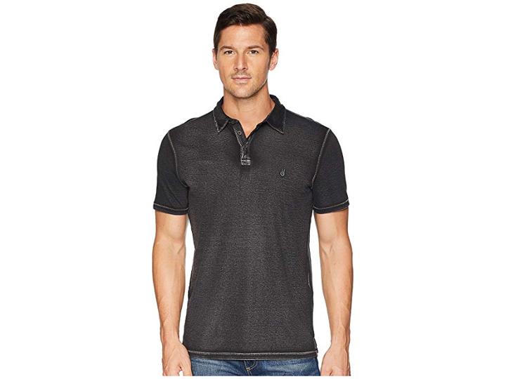 John Varvatos Star U.s.a. Pigment Rub Peace Polo K1381u2b (charcoal) Men's Clothing