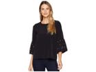 Calvin Klein Bell Sleeve Blouse With Pearls (black) Women's Blouse