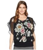 Karen Kane Cascade Sleeve Top (print) Women's Clothing