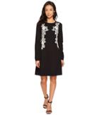 Cece Embroidered Lace A-line Sweater Dress (rich Black) Women's Dress