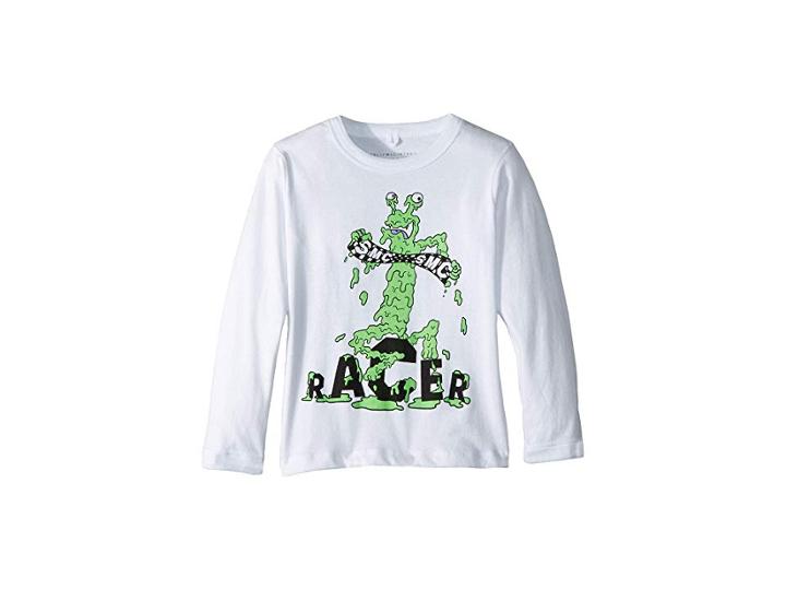 Stella Mccartney Kids Gene Racer Long Sleeve Jersey Tee (toddler/little Kids/big Kids) (white) Boy's T Shirt