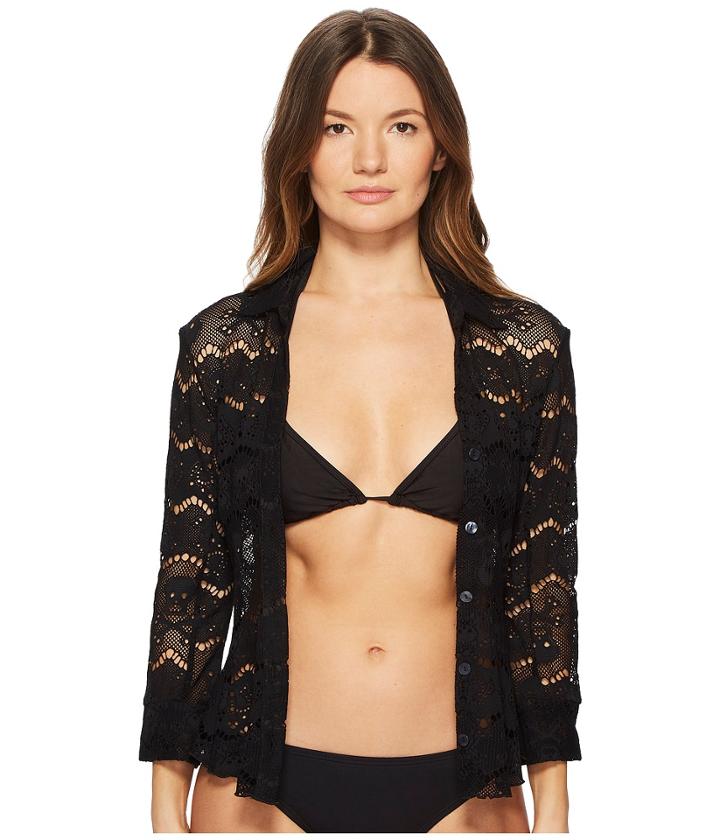 Letarte Skull Lace Shirt (black) Women's Swimwear