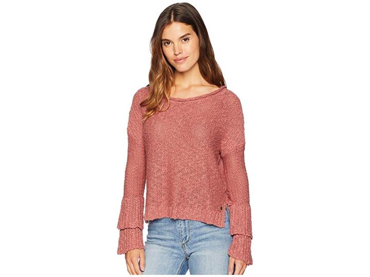 Roxy Ruffle Party Sweater (withered Rose) Women's Sweater