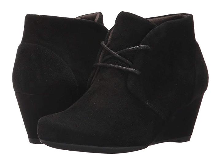 Clarks Flores Rose (black Suede) Women's Wedge Shoes