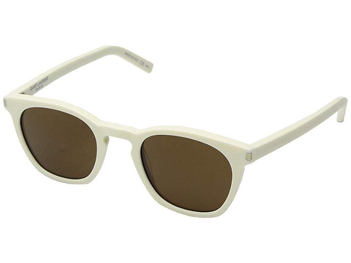 Saint Laurent Sl 28 (ivory/ivory/brown) Fashion Sunglasses