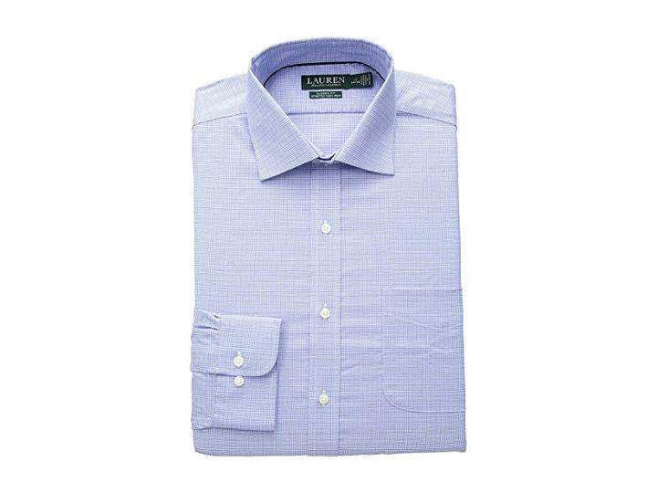 Lauren Ralph Lauren Classic Fit No-iron Glen Plaid Warren Dress Shirt (capri/white) Men's Long Sleeve Button Up
