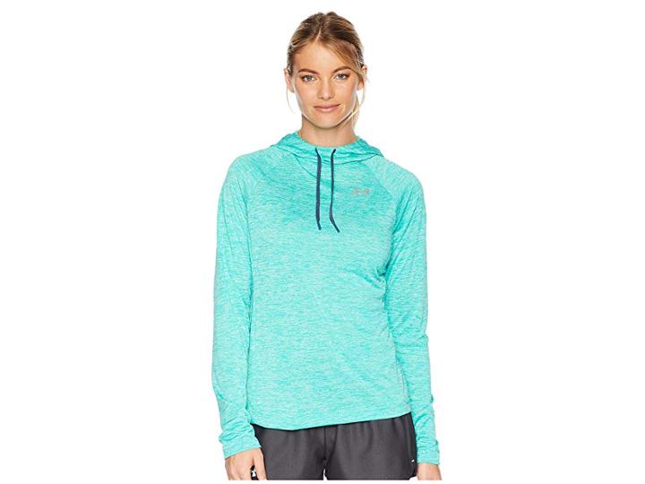 Under Armour Tech Long Sleeve Twist Hoodie (green Malachite/utility Blue/metallic Silver) Women's Sweatshirt