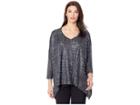 Nally & Millie Grid Print V-neck Top (multi) Women's Clothing