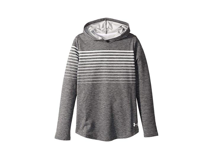 Under Armour Kids Armour Coldgear(r) Hoodie (big Kids) (black Light Heather/white) Girl's Sweatshirt