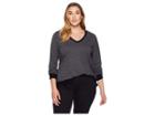 Karen Kane Plus Plus Size Contrast V-neck Top (gray/black) Women's Clothing