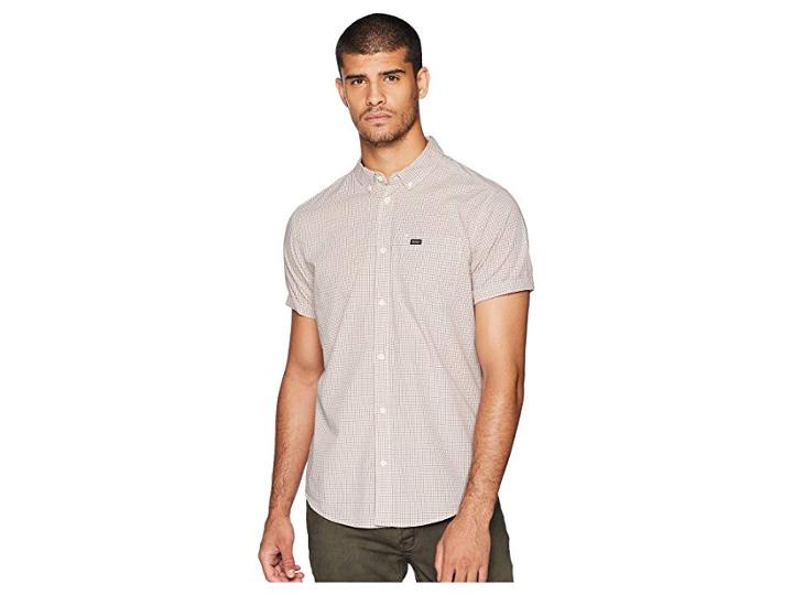 Rvca Staple Short Sleeve Woven (silver Beach) Men's Clothing