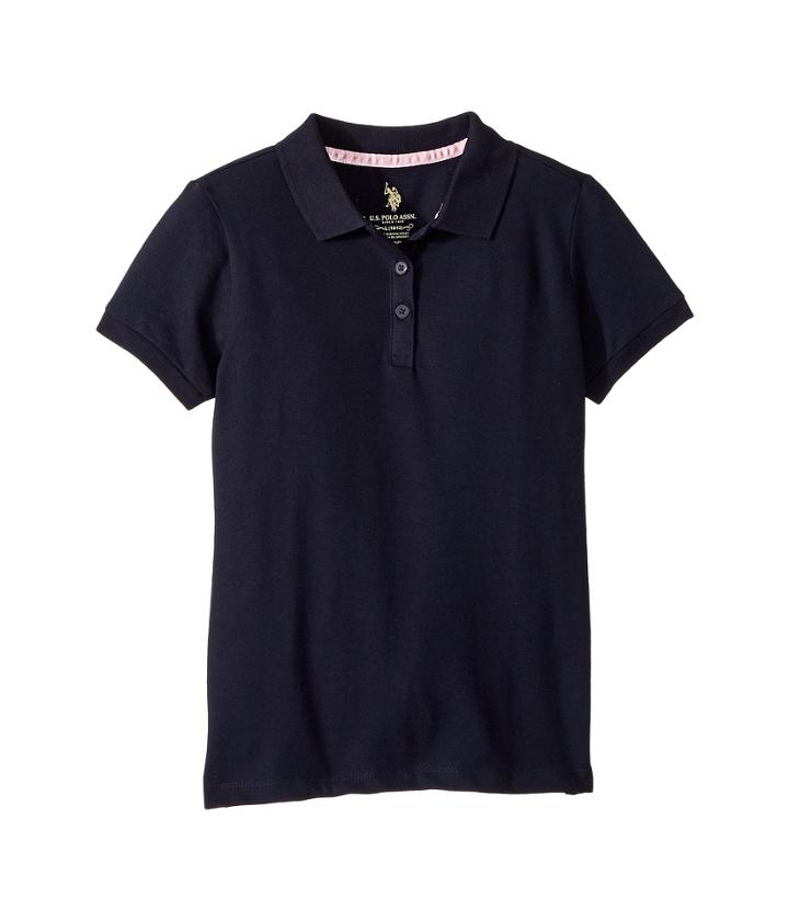 U.s. Polo Assn. Kids Stretch Pique Polo (little Kids/big Kids) (navy) Girl's Clothing