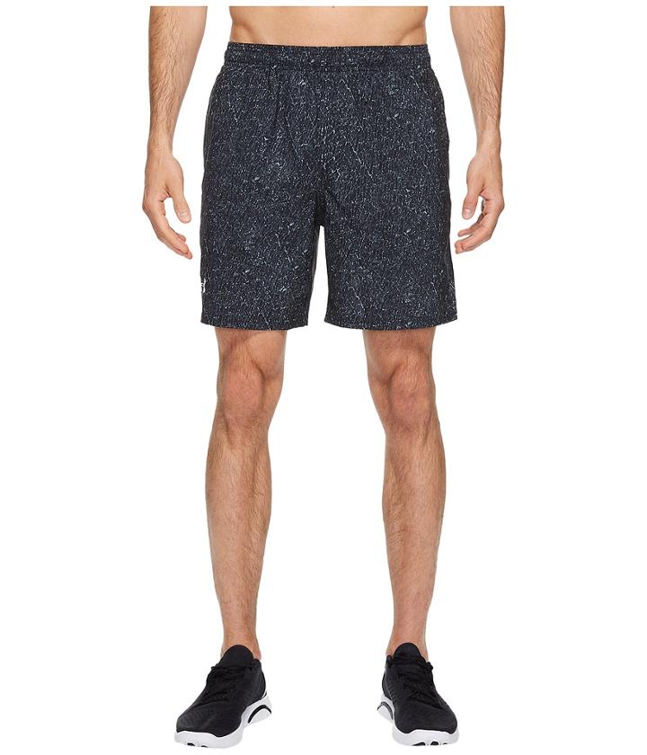 Under Armour Ua Launch Stretch Woven Print Shorts (black/steel/reflective) Men's Shorts