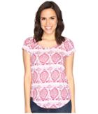 Lucky Brand Geo Striped Tee (coral Multi) Women's T Shirt