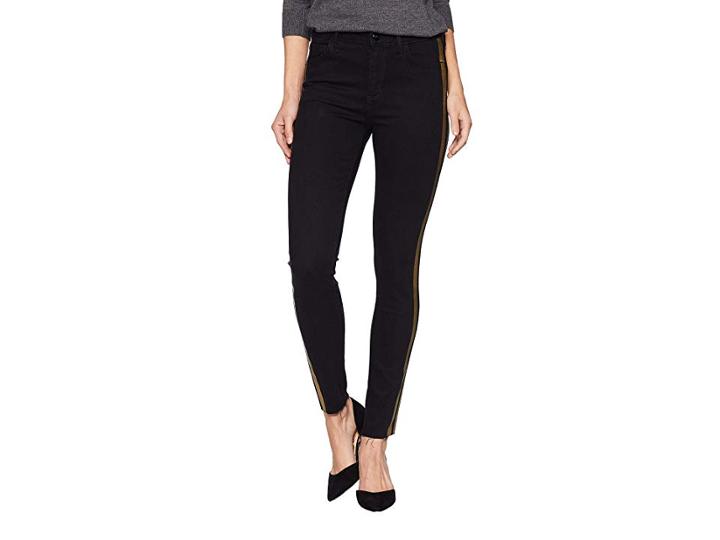 Sam Edelman Kitten Mid-rise Ankle Skinny In Black/gold Foil (black/gold Foil) Women's Jeans