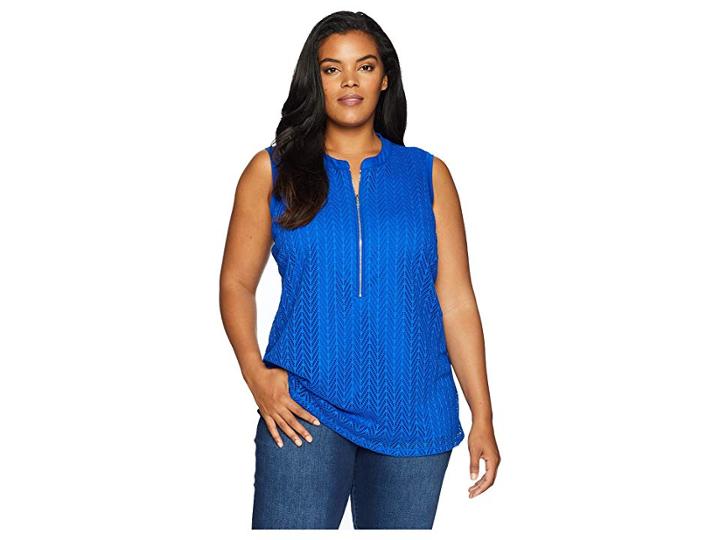 Calvin Klein Plus Plus Size Sleeveless Leaf Top W/ Zipper (capri) Women's Sleeveless