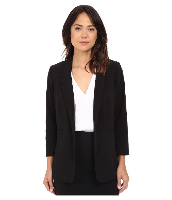 Kensie Stretch Crepe Longer Blazer Ks2k2124 (black) Women's Jacket