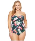La Blanca Plus Size Beyond The Jungle Bandeau One-piece (hunter) Women's Swimsuits One Piece