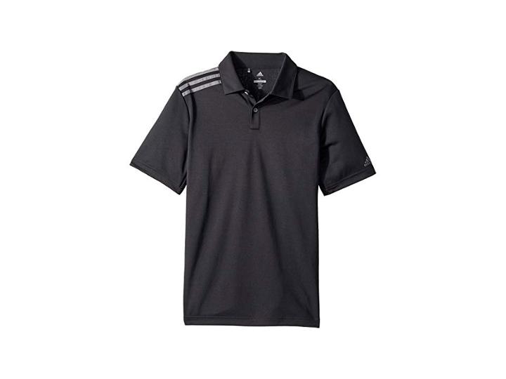 Adidas Golf Kids 3 Stripe Polo (big Kids) (carbon) Boy's Short Sleeve Pullover