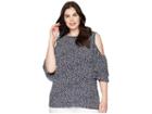 Michael Michael Kors Plus Size Paisley Fleur Top (white/true Navy) Women's Clothing