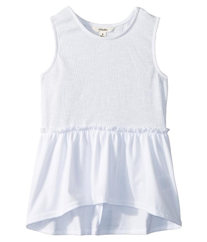 Maddie By Maddie Ziegler Smocked Sleeveless Tee (big Kids) (white) Girl's Sleeveless