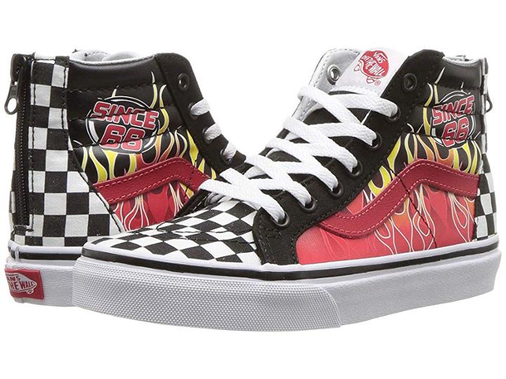 Vans Kids Sk8-hi Zip (little Kid/big Kid) ((race Flame) Black/racing Red/true White) Boys Shoes