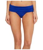Lauren Ralph Lauren Beach Club Solids Wide Shirred Banded Hipster Bottom (capri Blue) Women's Swimwear
