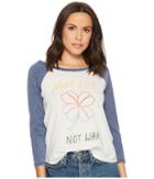 Lucky Brand Make Luck Not War Baseball Tee (marshmallow) Women's T Shirt