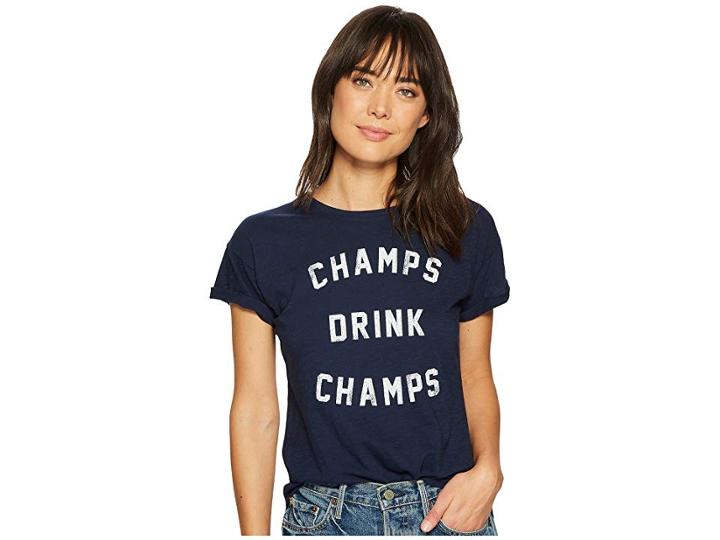 The Original Retro Brand Champs Drinks Champs Short Sleeve Slub T-shirt (navy) Women's T Shirt
