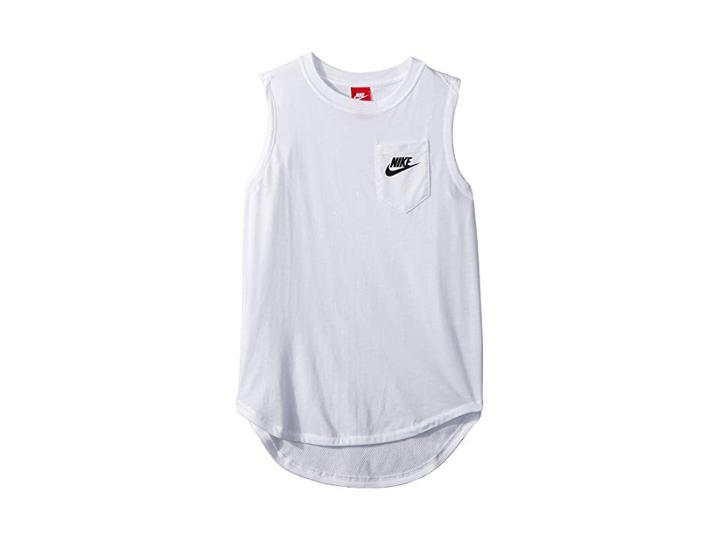 Nike Kids Nsw Muscle Tank Top (little Kids/big Kids) (white/black) Girl's Sleeveless
