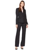 Le Suit Pinstripe One-button Shawl Collar Pants Suit W/ Cami (black/clush) Women's Suits Sets