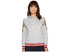 Romeo & Juliet Couture Hooded Sweater With Embroidered Patch On Shoulders (heather Grey) Women's Clothing