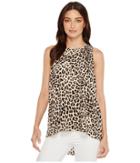 Vince Camuto Sleeveless Leopard Song High-low Hem Blouse (antique White) Women's Blouse