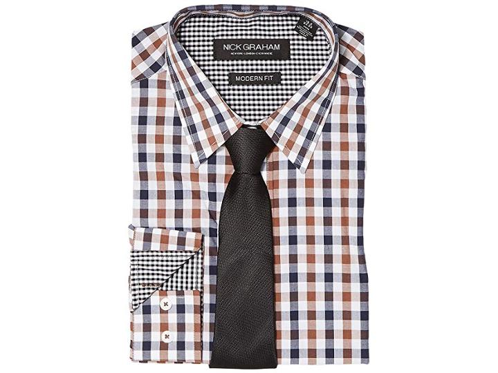 Nick Graham Mini Multi Gingham (brown/black) Men's Clothing
