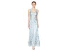 Tahari By Asl Embroidered Sleeveless Gown (ice Blue/gold) Women's Dress