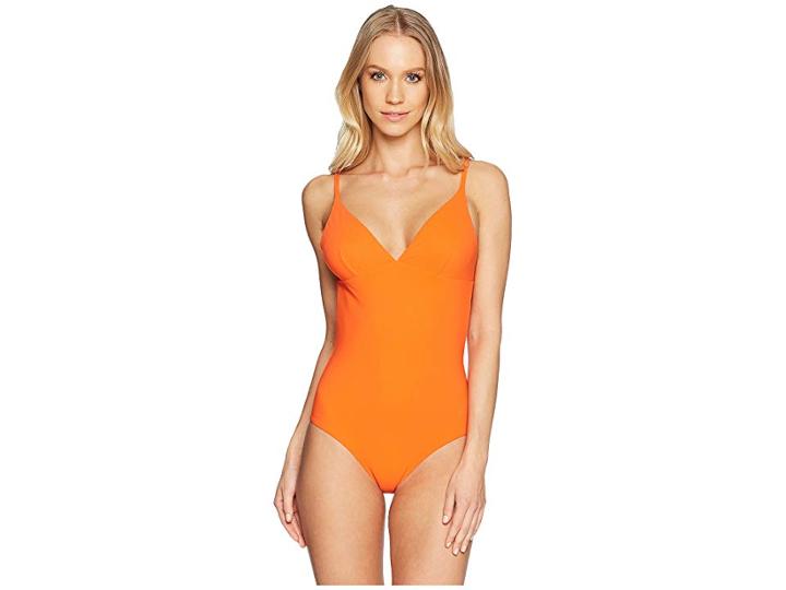 Tory Burch Swimwear Marina One-piece (sweet Tangerine) Women's Swimsuits One Piece