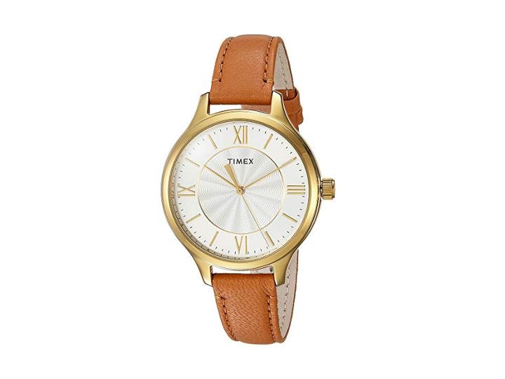 Timex Peyton Leather Strap (brown/gold Tone/silver Tone) Watches