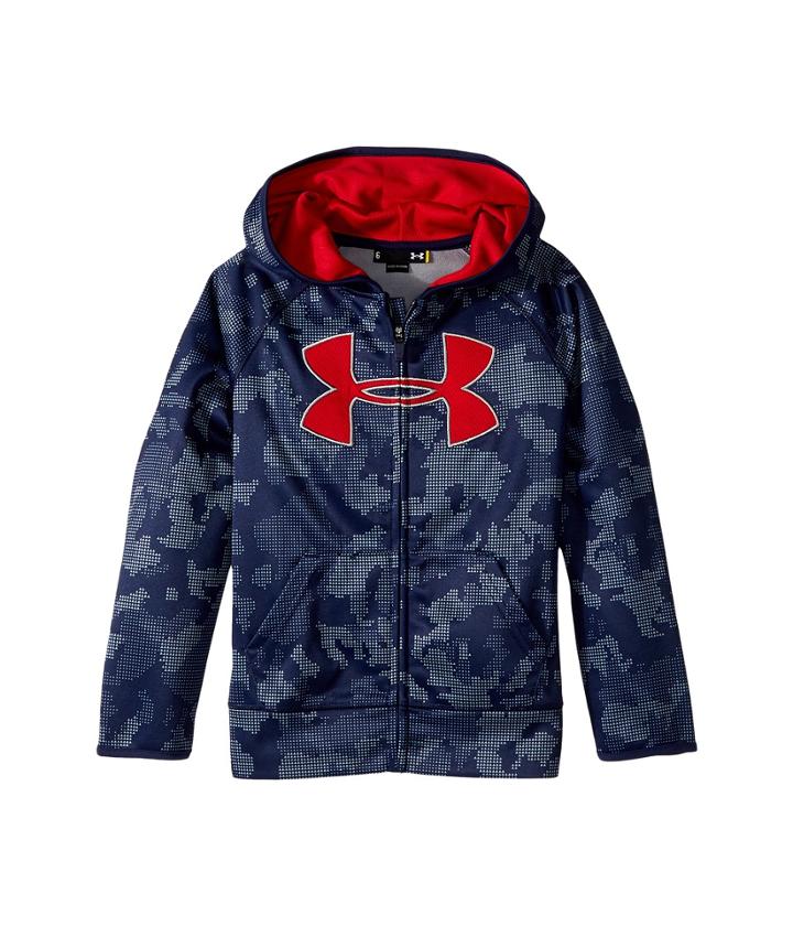 Under Armour Kids Utility Camo Big Logo Hoodie (little Kids/big Kids) (midnight Navy) Boy's Sweatshirt