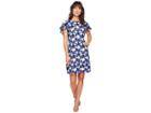 Calvin Klein Flutter Sleeve A-line Lace Dress Cd8l16kl (regatta/white Multi) Women's Dress