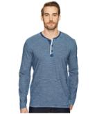 Lucky Brand Long Sleeve Henley Shirt (indigo) Men's Clothing