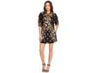 Laundry By Shelli Segal Printed Shift Dress With Blossom Short Sleeve (black) Women's Dress
