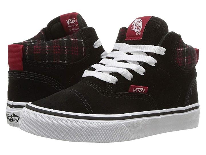 Vans Kids Era Hi (little Kid/big Kid) ((suede & Plaid) Black/true White) Boy's Shoes