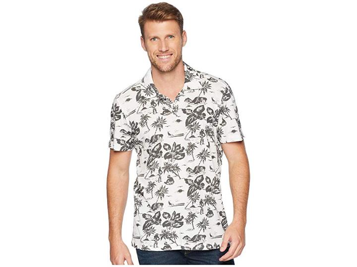 Agave Denim North Shore Short Sleeve Johnny Collar Polo (gray) Men's Short Sleeve Pullover