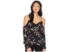 Cupcakes And Cashmere Corbin Cold Shoulder Printed Top (black) Women's Clothing